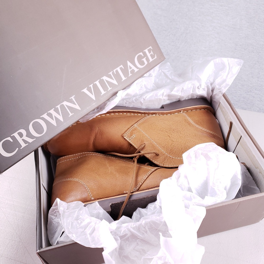 Crown Vintage Shropshire Stitch Down Chukka‎ Boots Mens 13 Brown Leather Desert - Picture 14 of 15